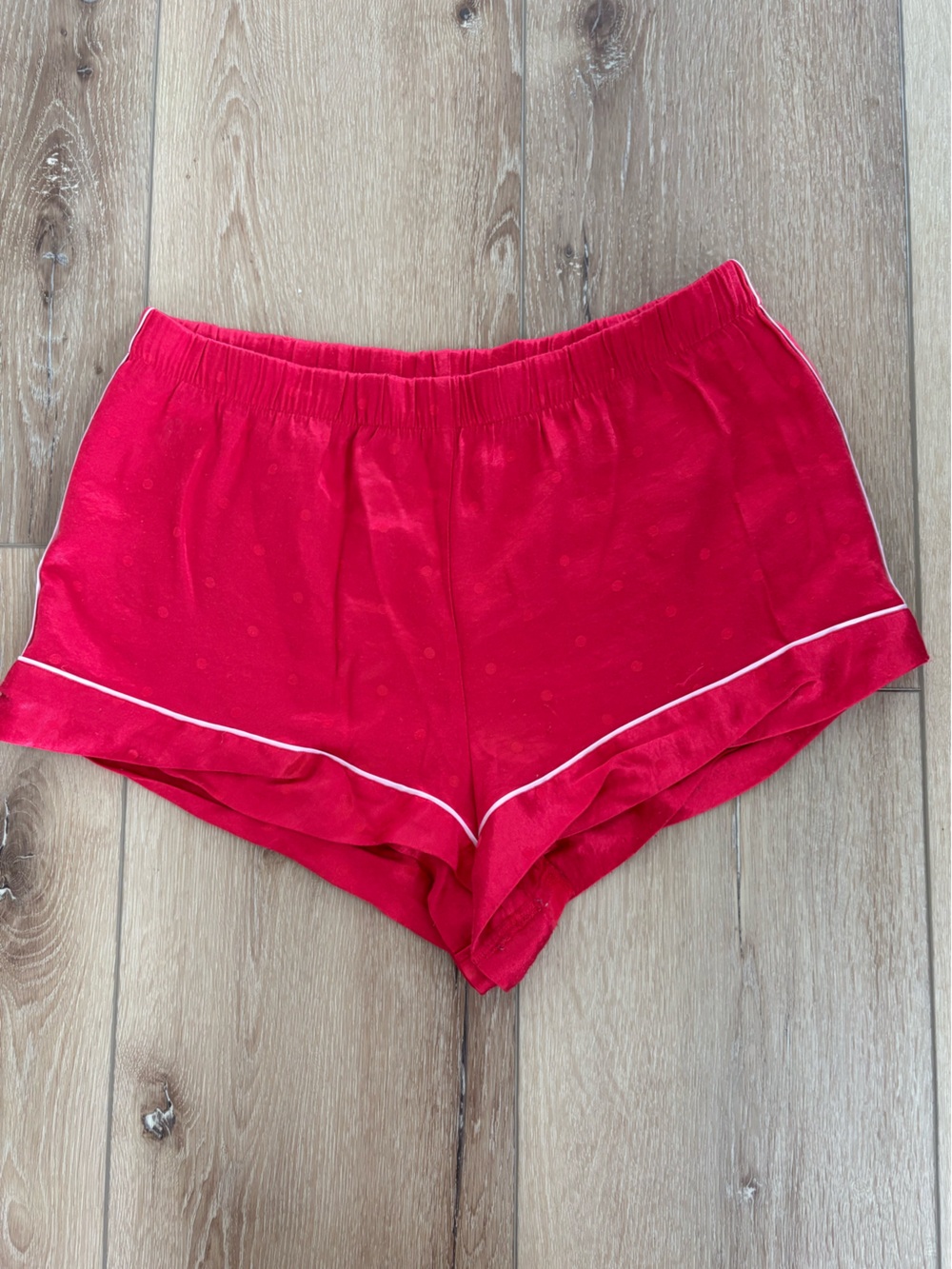 Victoria's Secret Red Satin Sleep Shorts with White Piping
